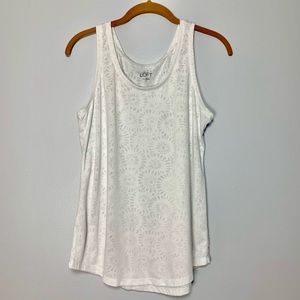 Anne Taylor LOFT Classic Floral White Tank